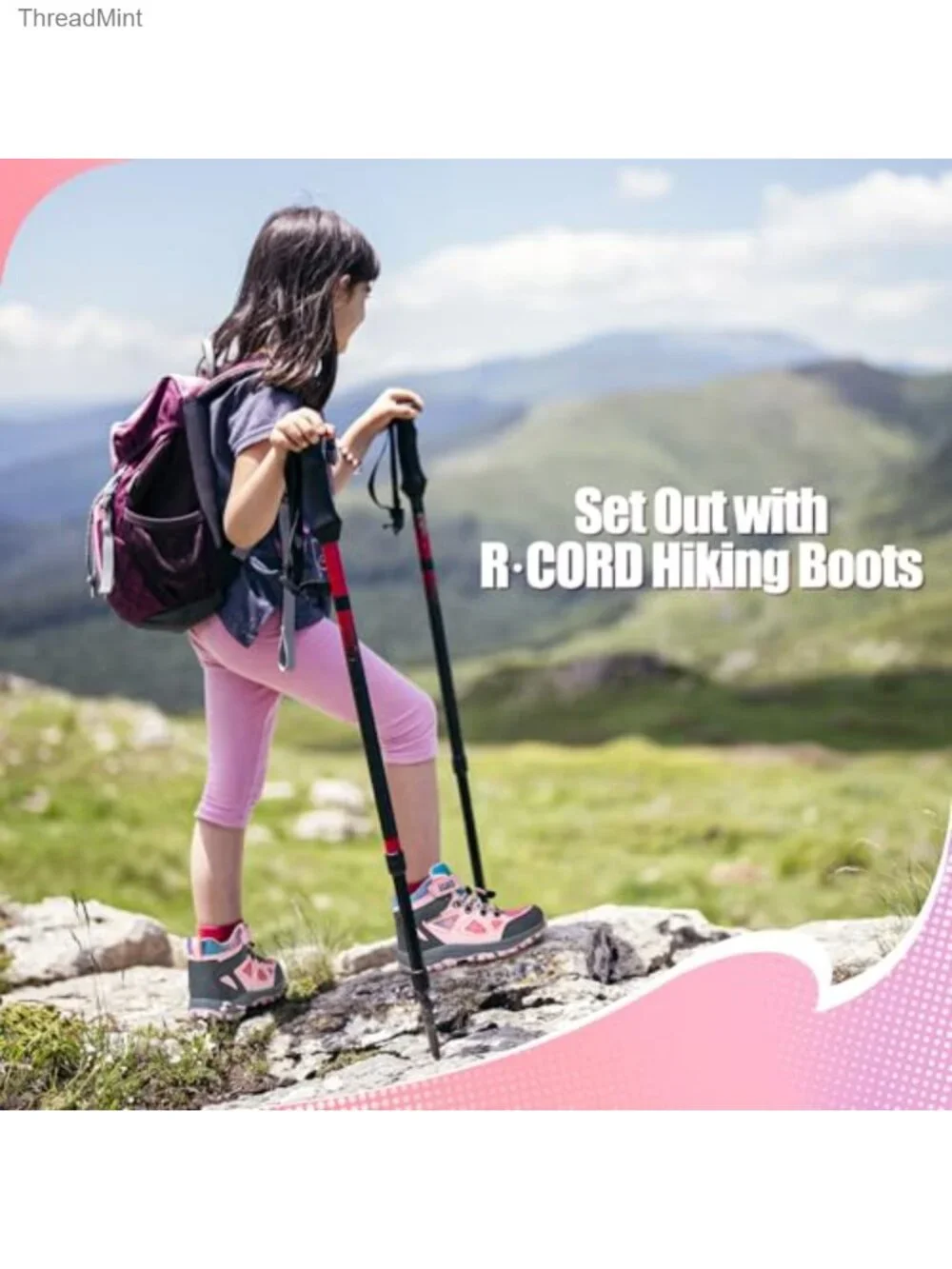Kids Hiking Boots Waterproof Anti-Skid TPR Outsole Hook Loop Drawstring